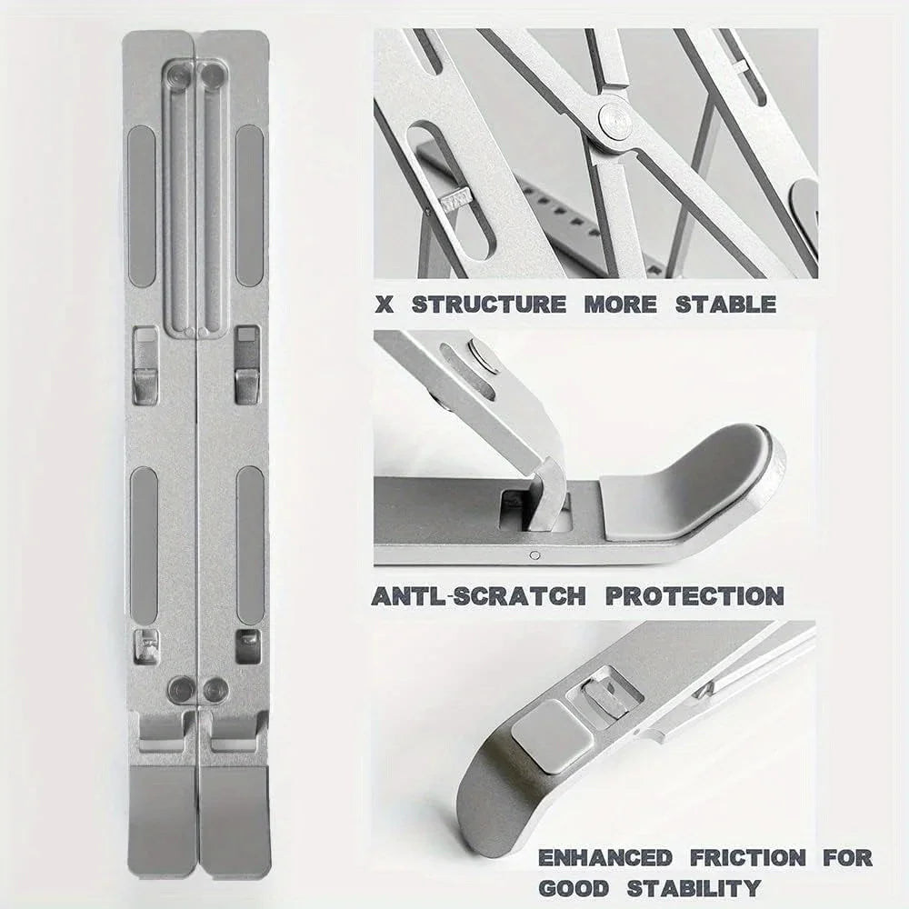 Aluminum Laptop Stand | Foldable 6-Level Height Adjustable