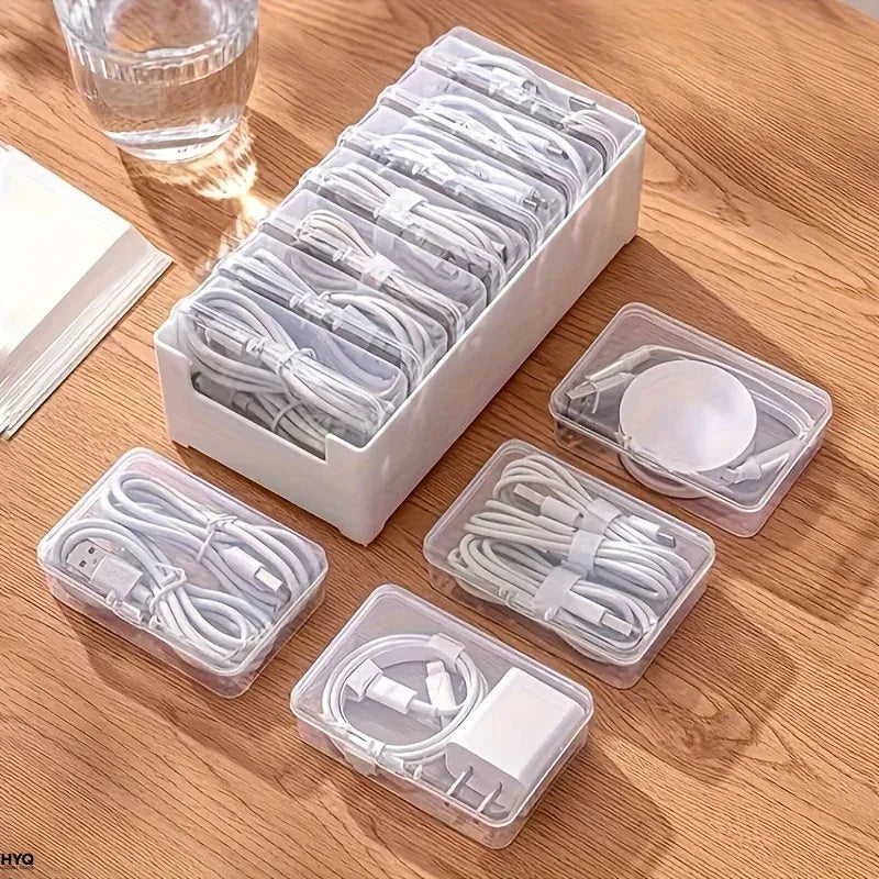 Desktop Cable Storage Box | 7-Compartment Desk Organizer