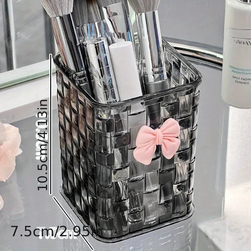Acrylic Desk Organizer | Clear Pen Holder with Bow Accent