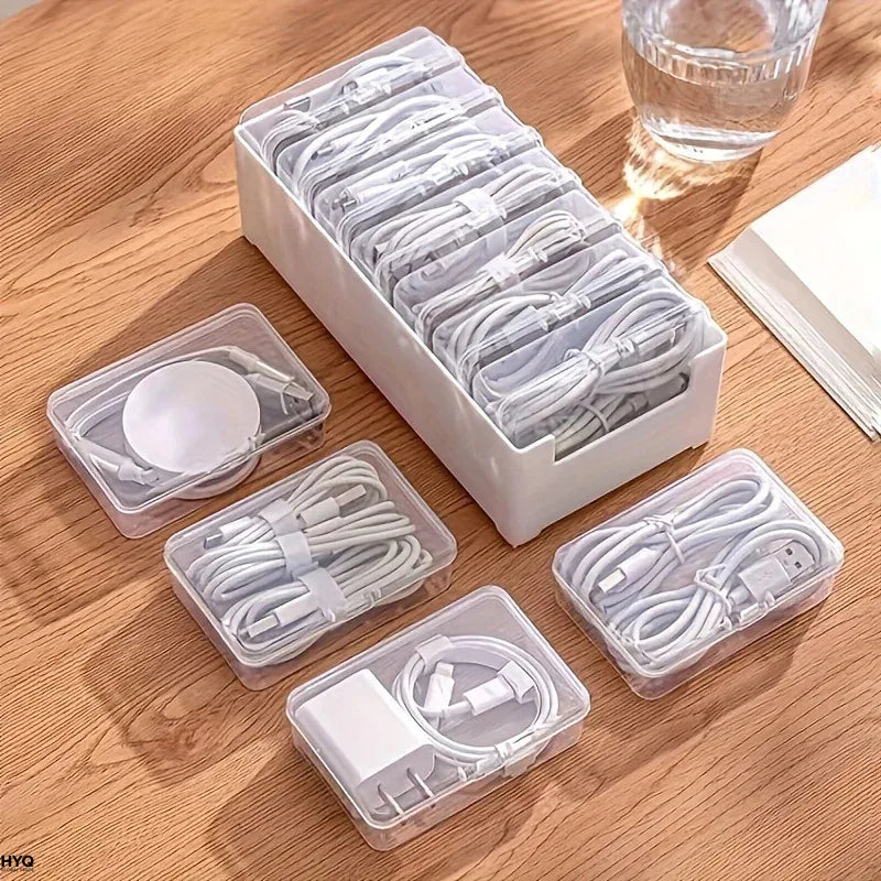 Desktop Cable Storage Box | 7-Compartment Desk Organizer