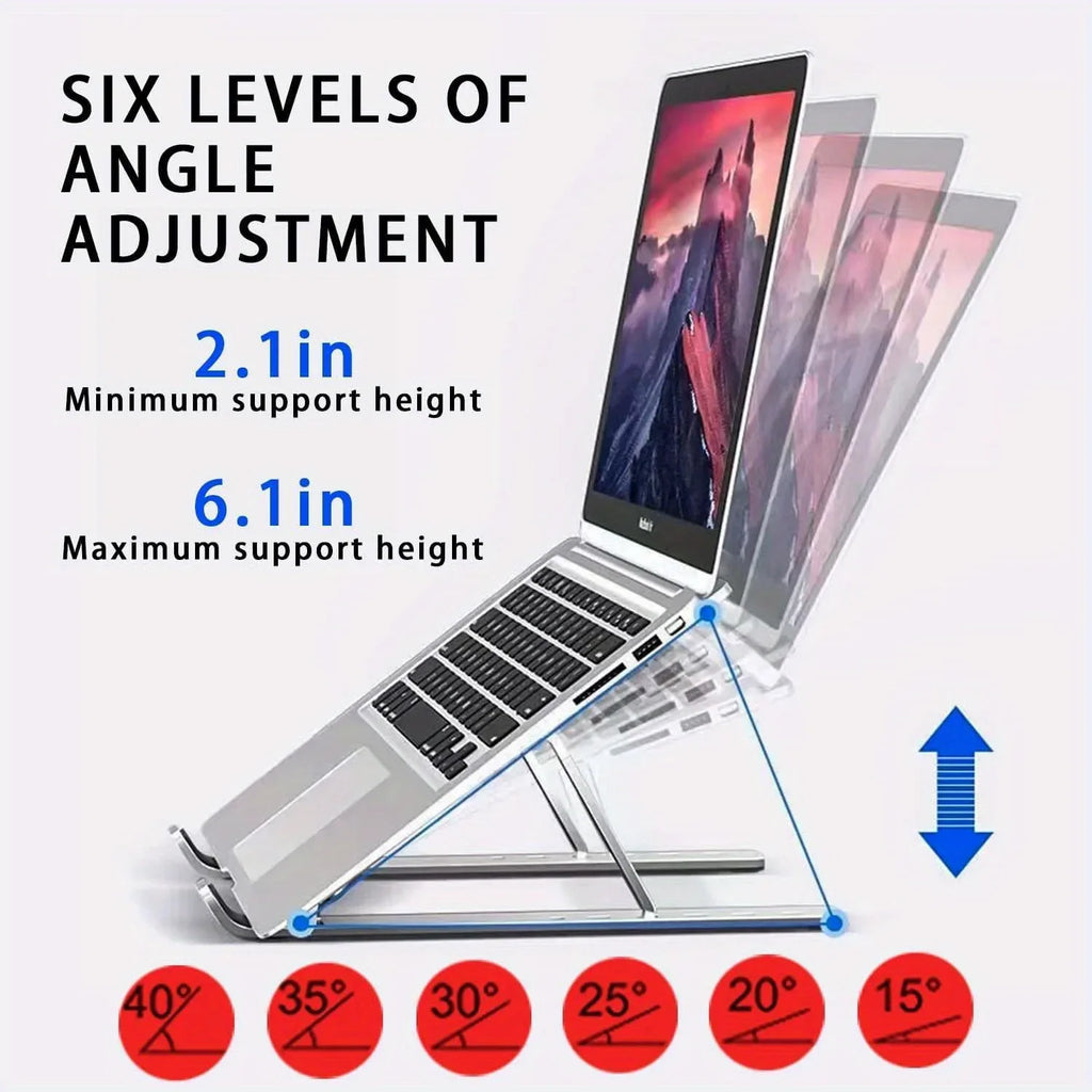 Aluminum Laptop Stand | Foldable 6-Level Height Adjustable
