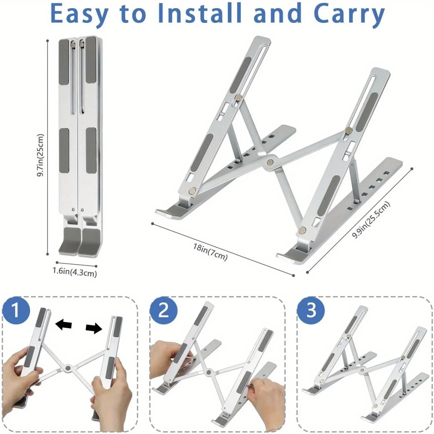 Aluminum Laptop Stand | Foldable 6-Level Height Adjustable