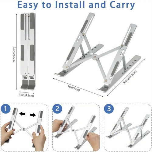 Aluminum Laptop Stand | Foldable 6-Level Height Adjustable